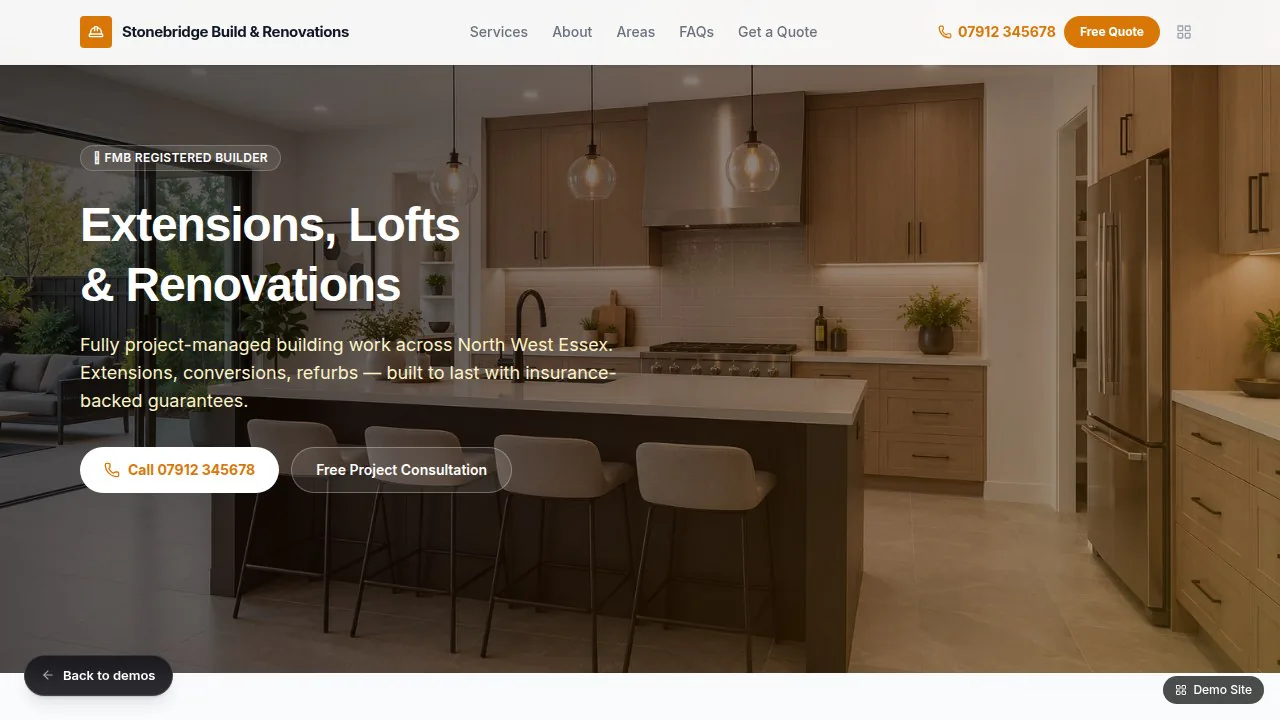 Builder / Renovations Demo preview website design by Ben Landor