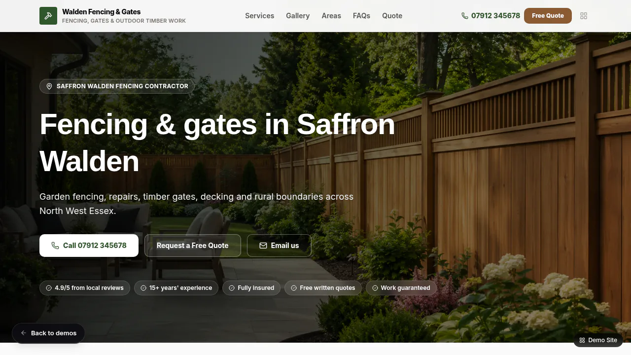 Fencer / Fencing Contractor Demo preview website design by Ben Landor