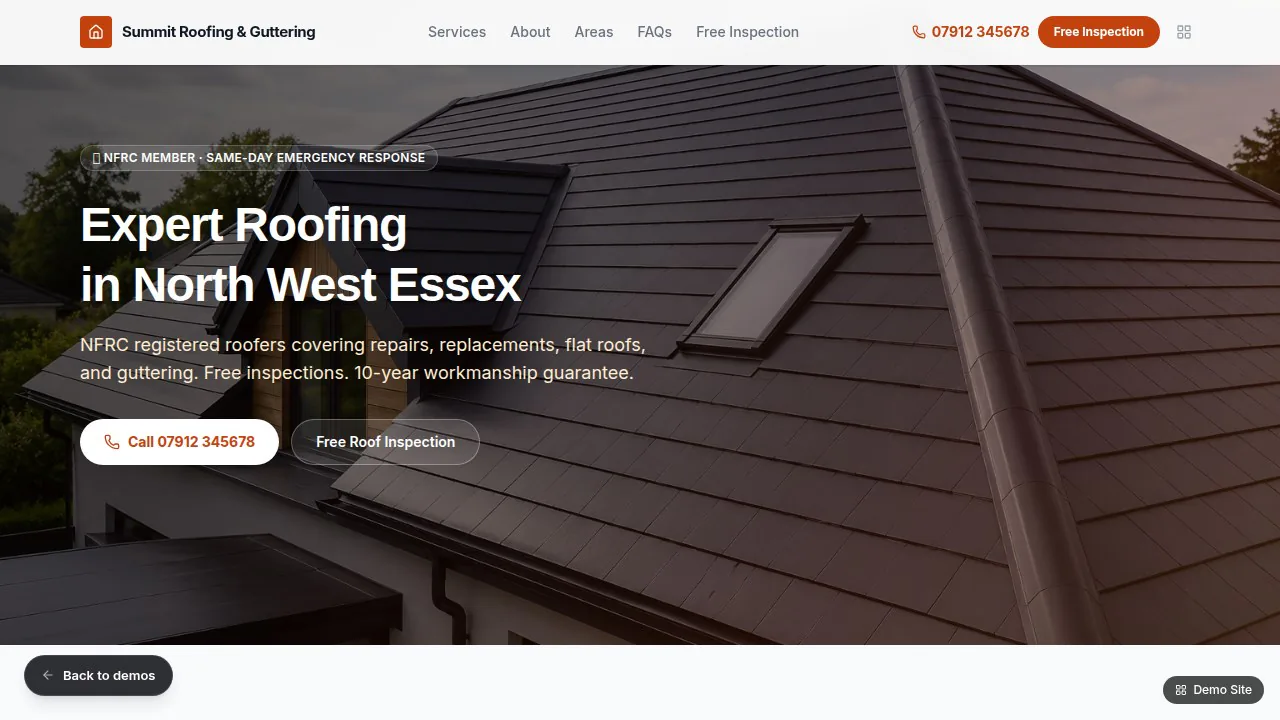 Roofer Demo preview website design by Ben Landor